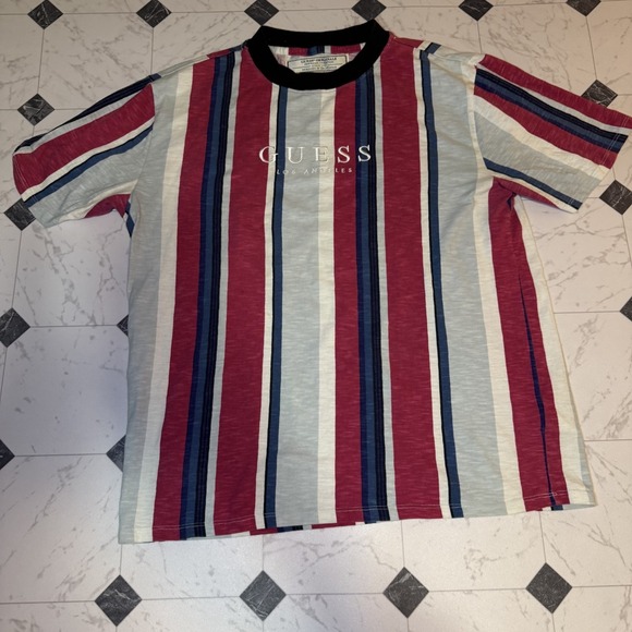 Guess Originals Striped Logo T Shirt Multicolor Size M Vintage Style - Picture 1 of 6